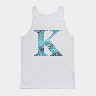 Floral Letter K - Dusk, capital letter Tank Top